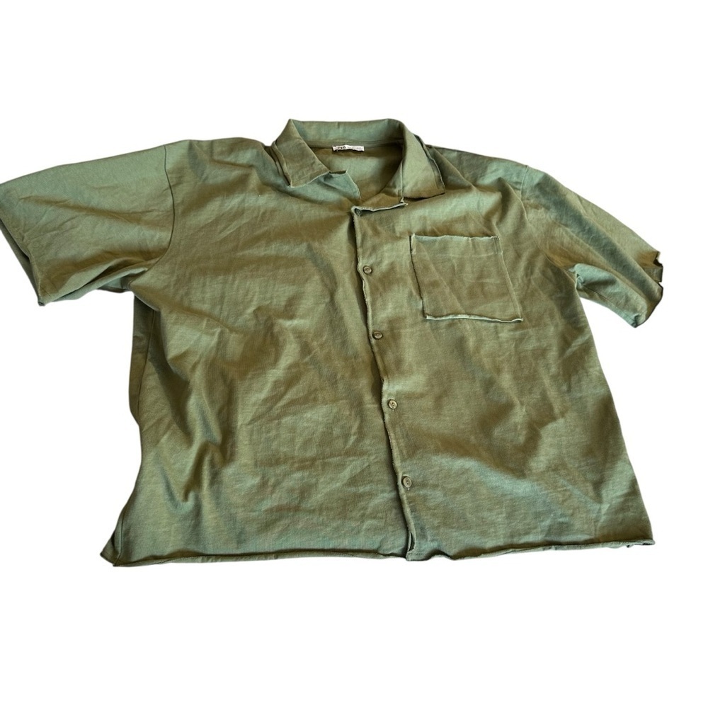 Zara Olive Button Down Casual Shirt